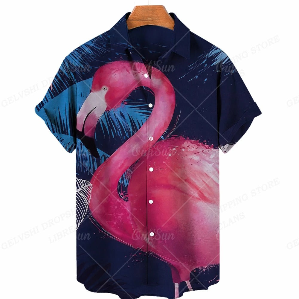 Tropisch 3D Flamingo Overhemd – Kai