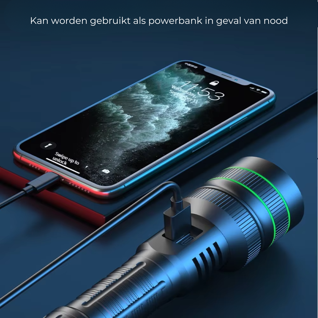 Extreem Felle en Zoombare LED Zaklamp - PowerBeam