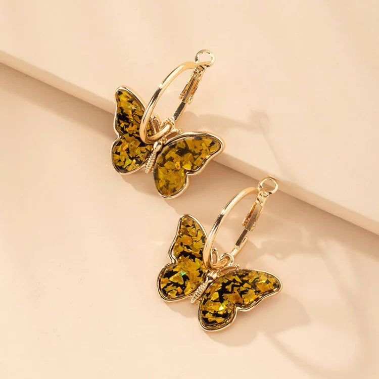 Vergulde Vlinder Oorbellen met Acryl Kristallen - Mariposa