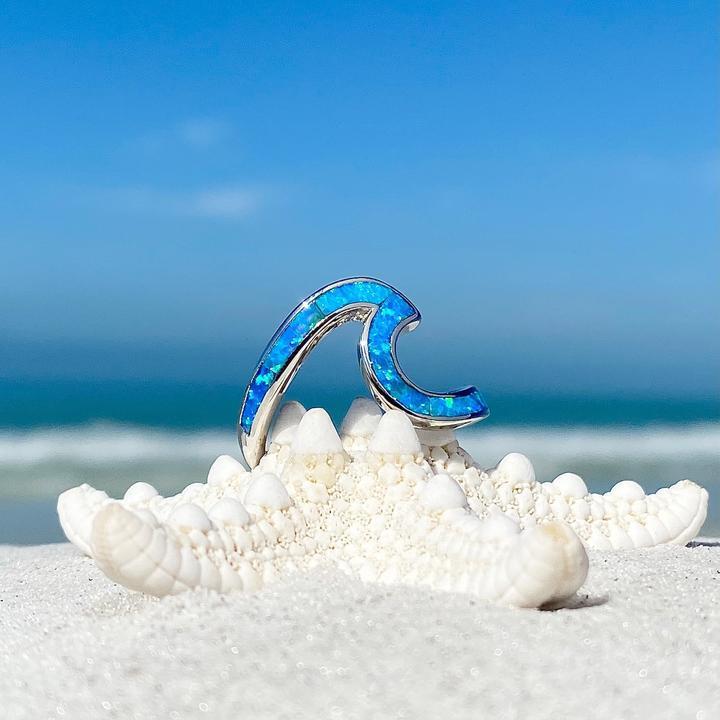 Oceaangolven Ring van Opaal en Zilver - Livia