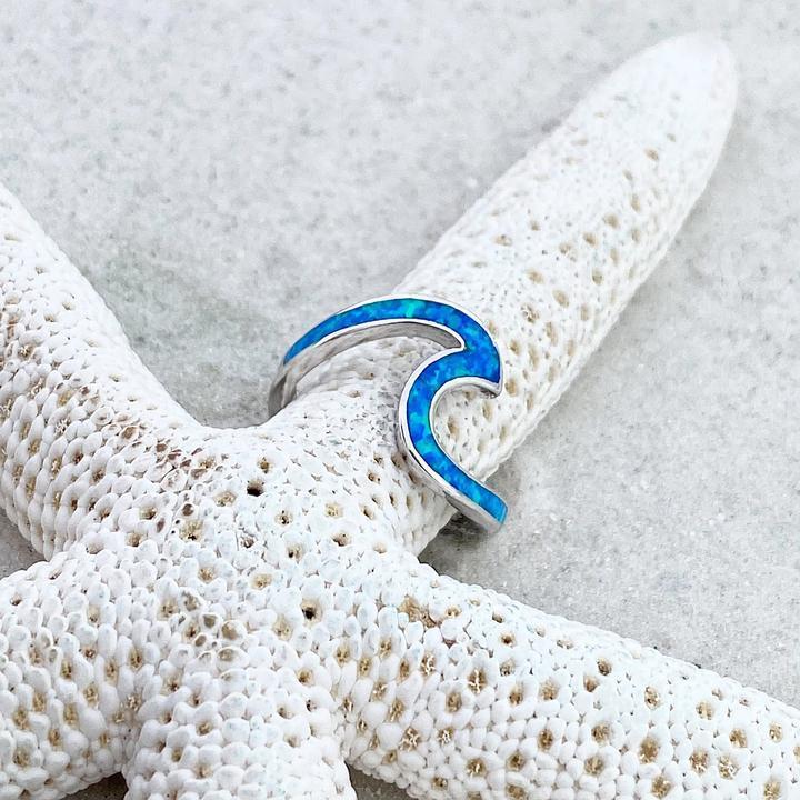 Oceaangolven Ring van Opaal en Zilver - Livia