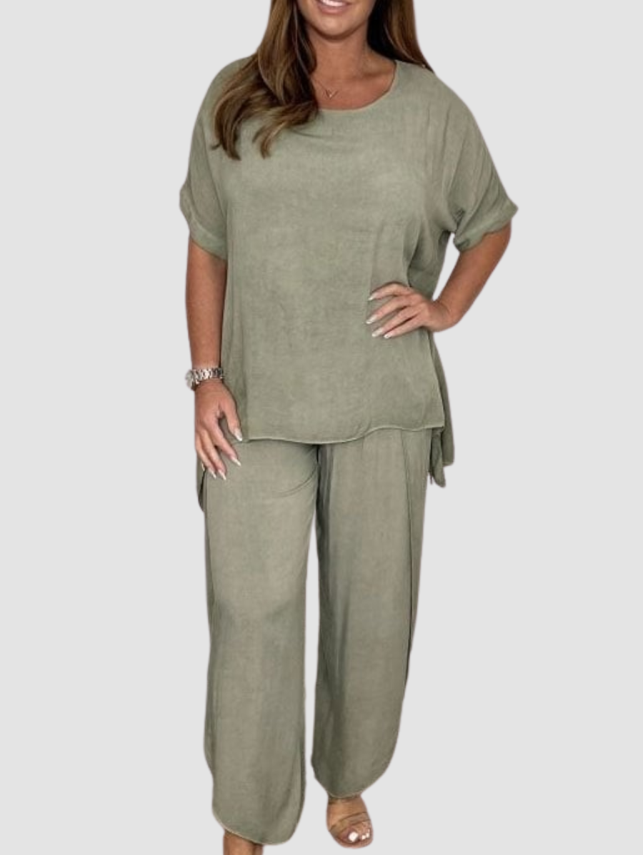 Dames Stretch Jeans met Wijde Pijpen en Hartjesprint - Amelie