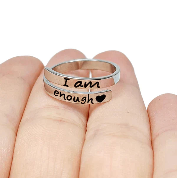 I Am Enough Zilveren Ring | Zelfvertrouwen en Kracht