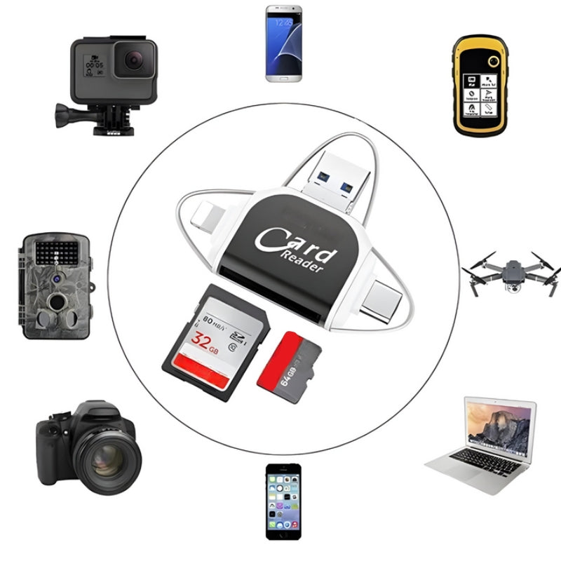 4-in-1 SD & TF Kaartlezer - FlexPort