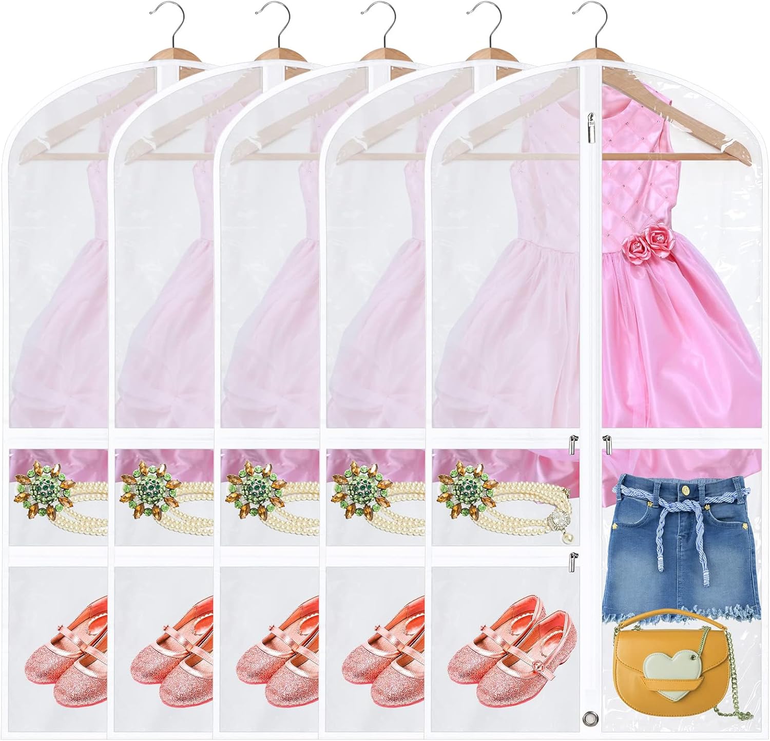 Opvouwbare Danskleding Tassen met  Accessoirevak – 5-Pack (1+1 GRATIS)