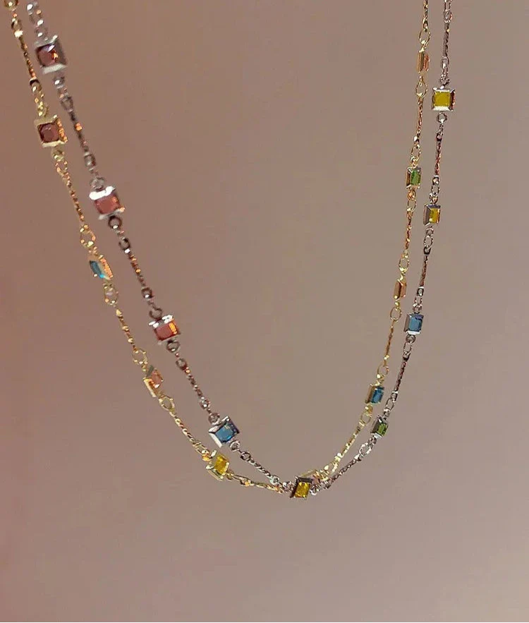 Fijne Gouden/Zilveren Ketting met Kleurrijke Stenen - Ivy