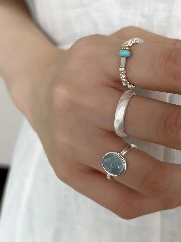Aquamarijn Zilveren Ring - Nerida