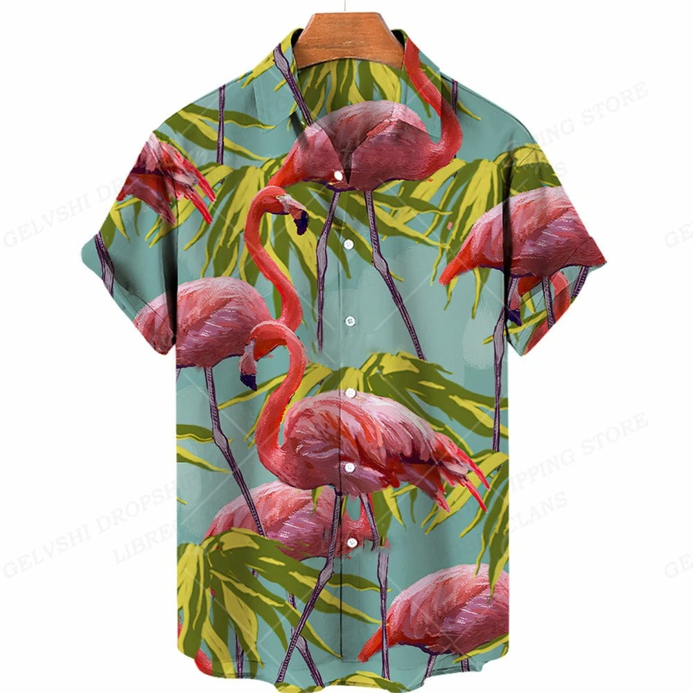 Tropisch 3D Flamingo Overhemd – Kai