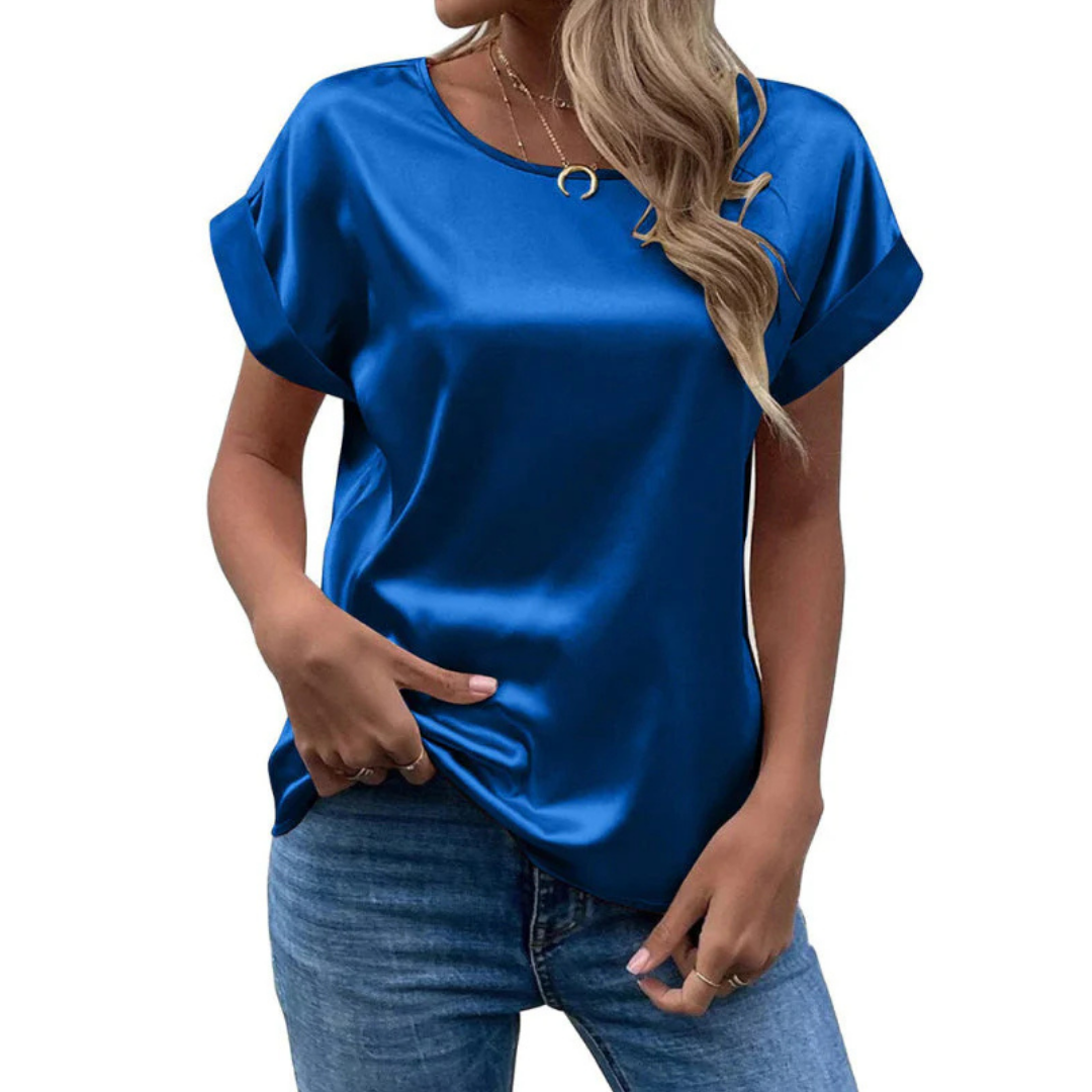 Satiniertes trendshirt met losse snit voor dames - Leona