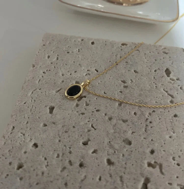 Zwarte Onyx en Parel Stapelketting - Aria