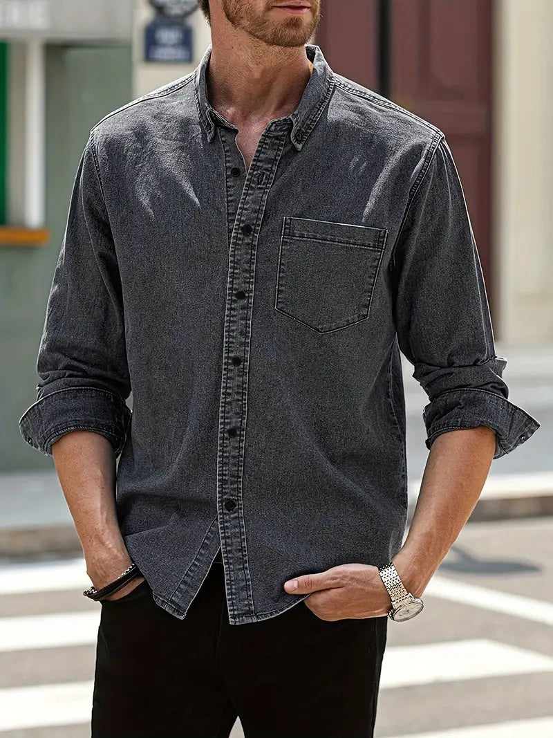 Herfst Denim Herenoverhemd – Milan