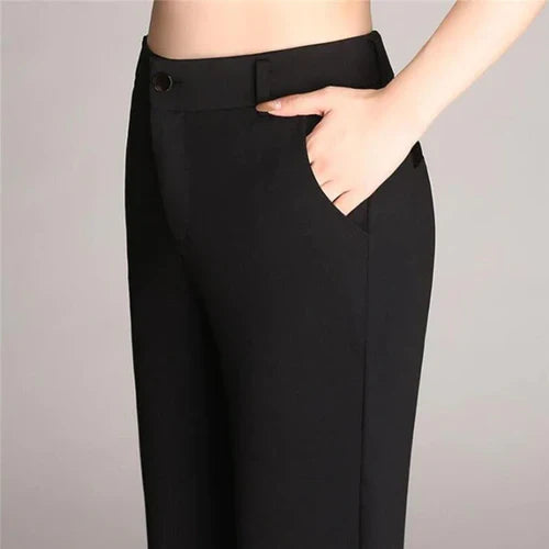 Slanke Uitlopende High Waist Broek – Mila