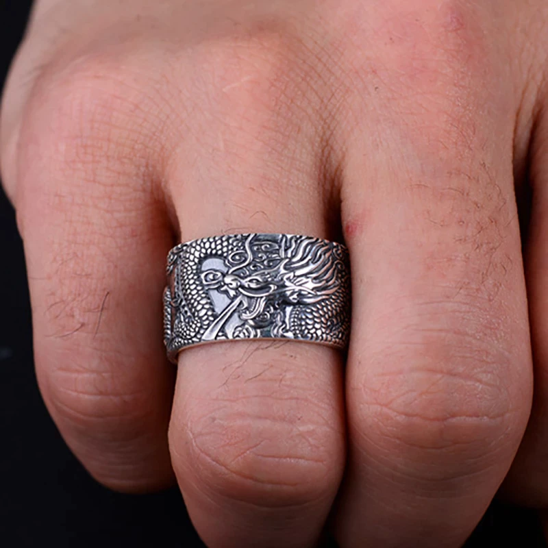 Zilveren Draak Sutra Ring | Stijlvolle & Unieke ring