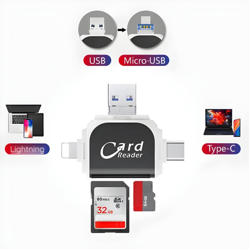 4-in-1 SD & TF Kaartlezer - FlexPort