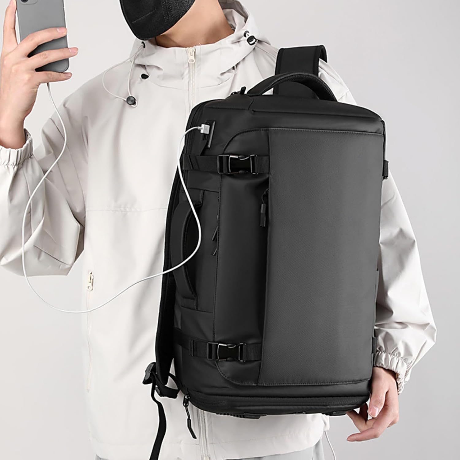 15” Waterdichte Laptop Rugzak met Zij-open Ontwerp & USB-C Poort – TrekPro Serie