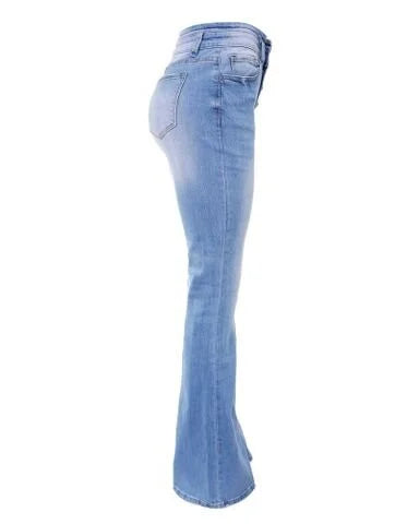 Trendy Denim Broek met Hoge Taille - Mila