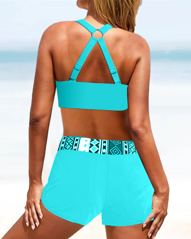 Bikini met Hoge Taille en Geometrisch Patroon – Serena