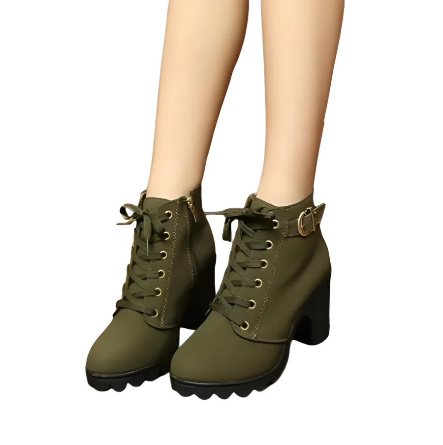 Dames Enkellaarsjes met hak en dikke zool – Yeda