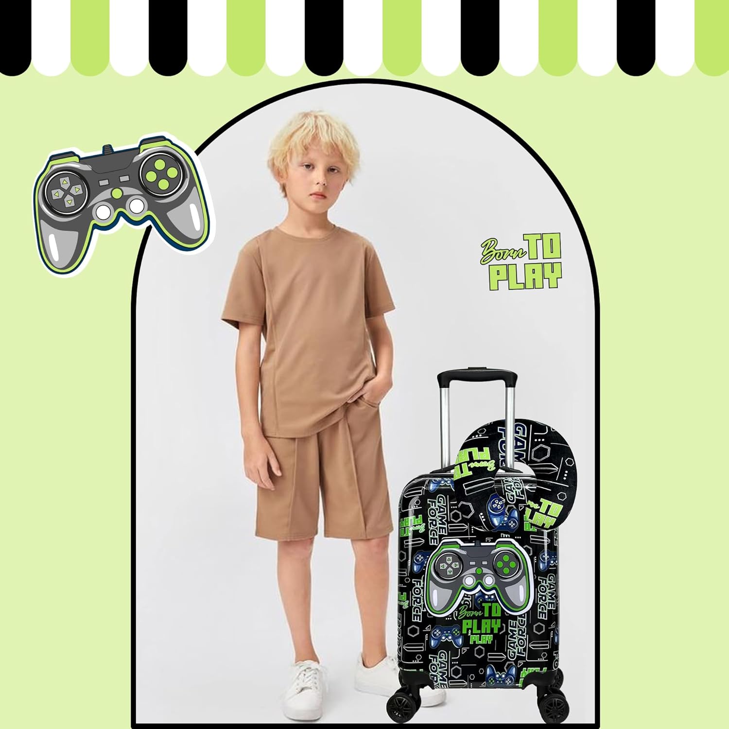 Kinder Bagage Set 5-delig met Hard Shell en Spinnerwielen – Game Day