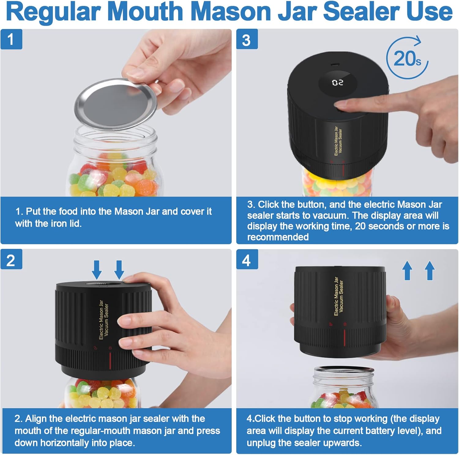 Elektrische Vacuümsealer Kit voor Mason Jars - SealTight