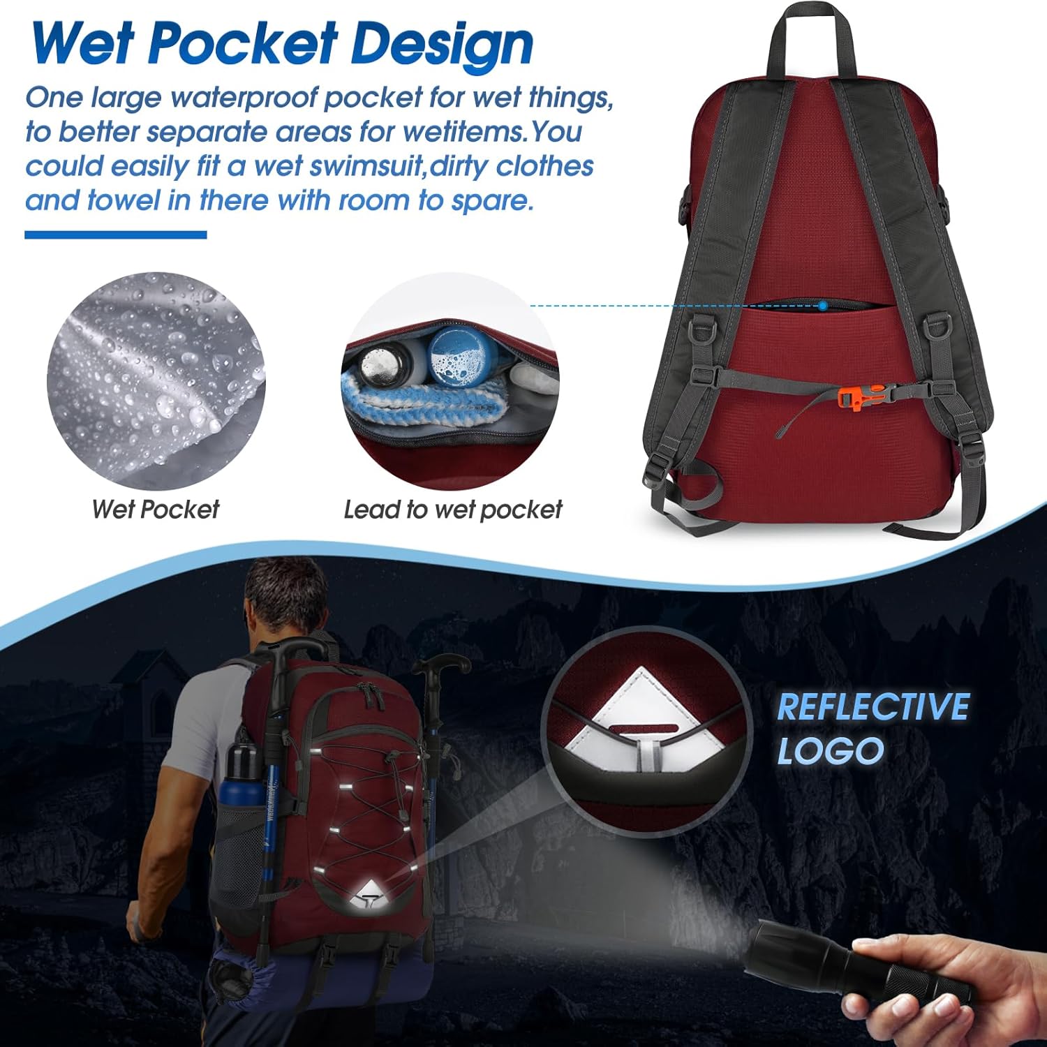 40L Waterdichte Wandel- & Kampeerrugzak – Lichtgewicht & Opvouwbaar – 1+1 GRATIS