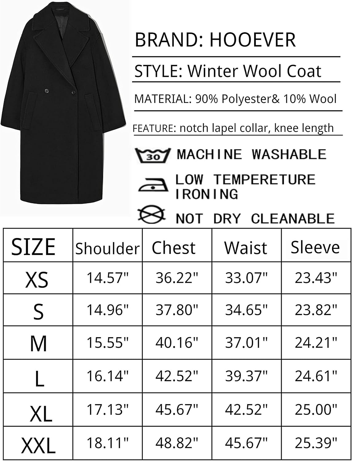 Dames Winter Wollen Jas met Notch Revers - Sofia