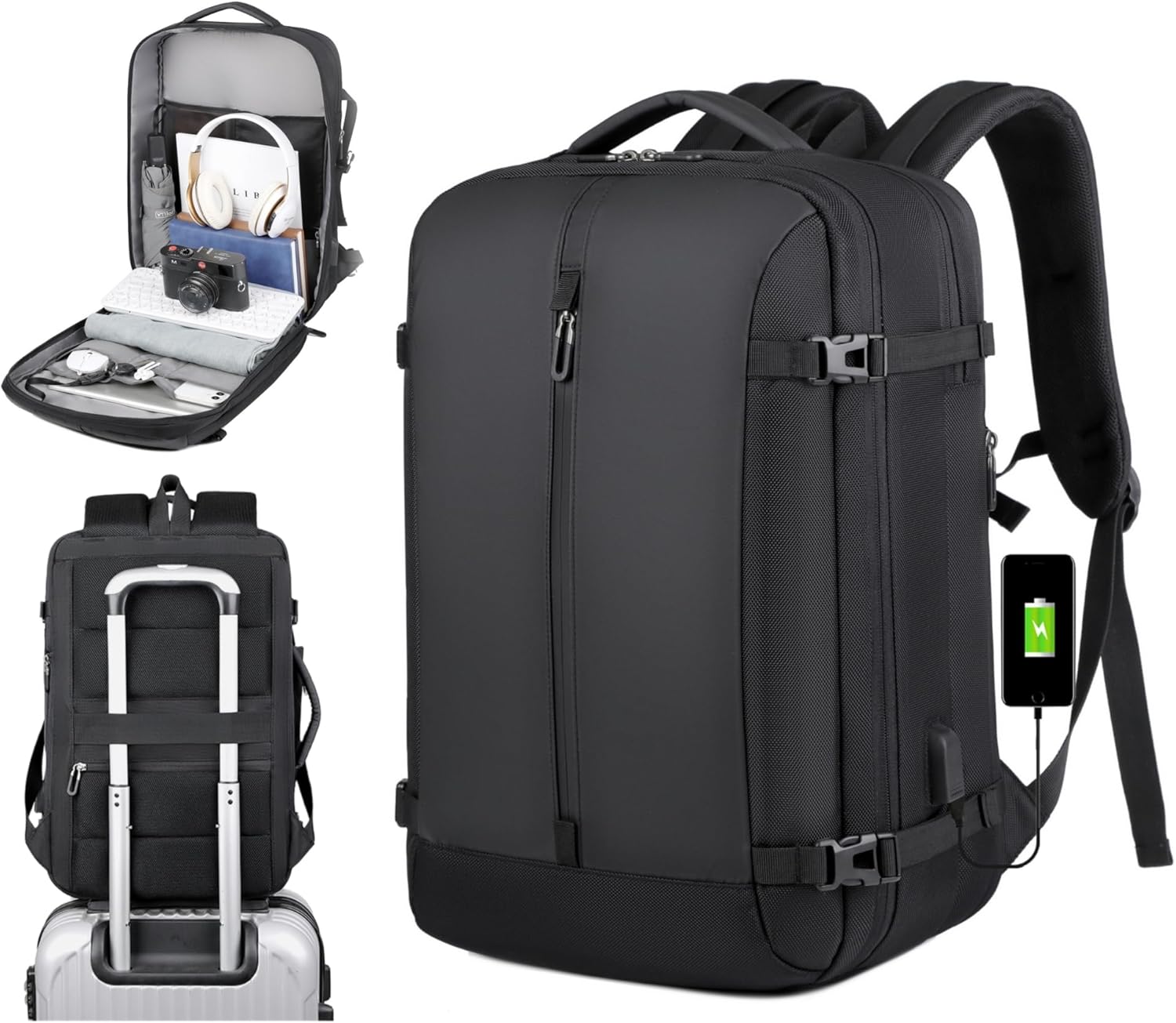 40L Uitbreidbare Waterdichte Reisrugzak met USB-poort & 17” Laptopvak – AirVoyage (1 Kopen, 1 GRATIS Actie)