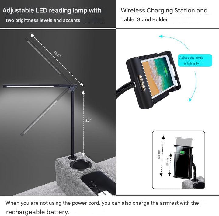 Multifunctionele Bankarmsteun met Draadloos Opladen – Modulux