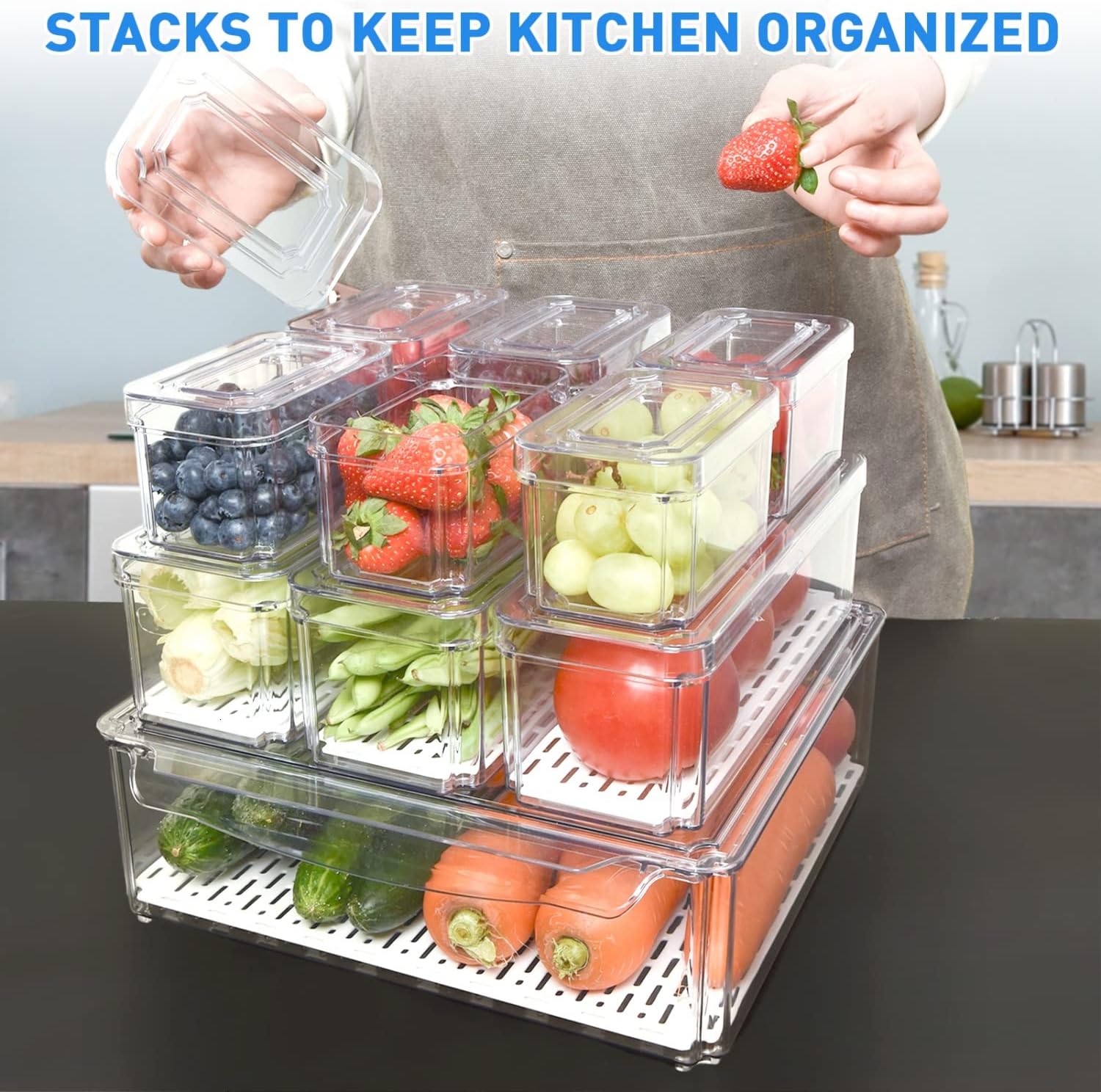 Stapelbare Koelkast Organizer Set van 10 - FridgeMaster