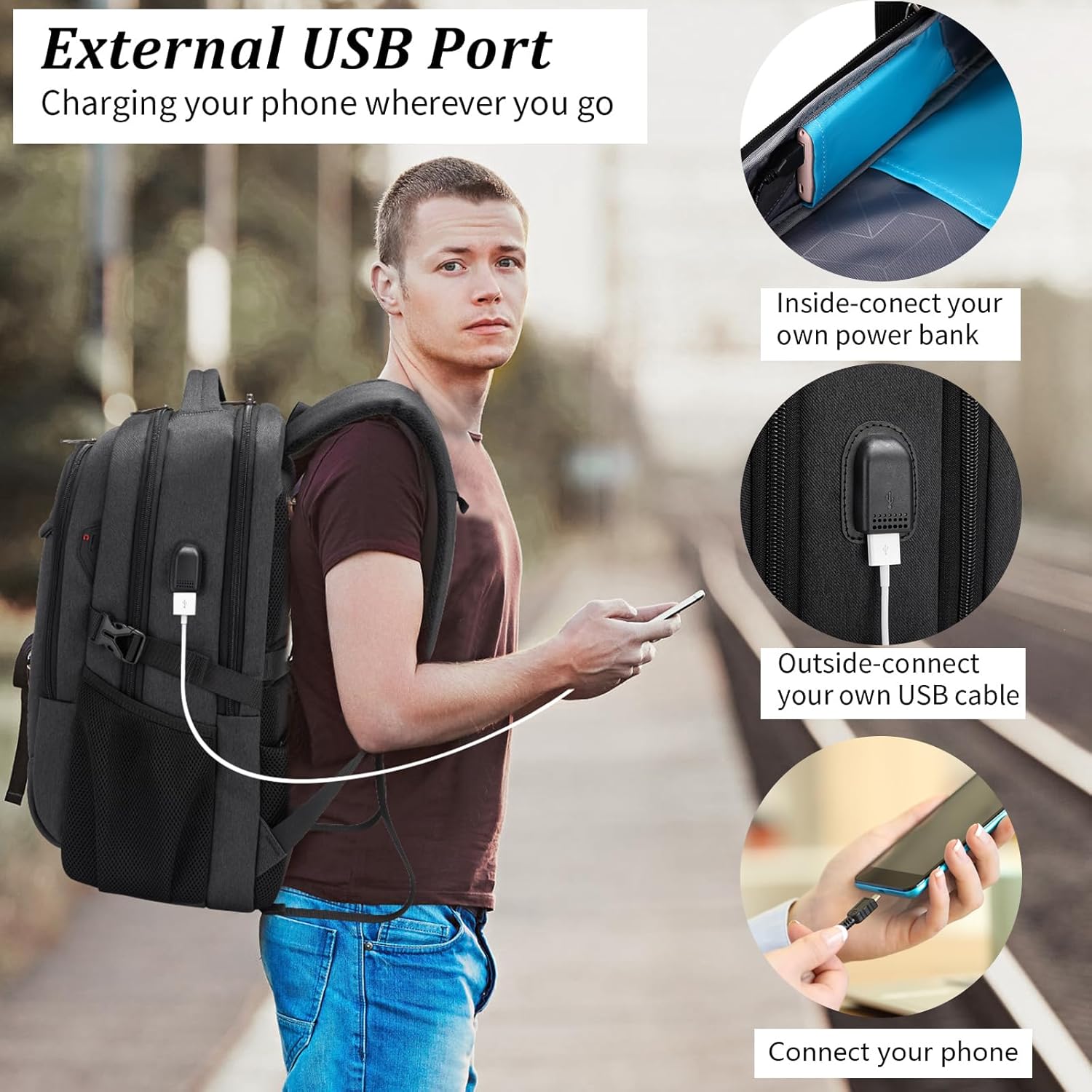 Waterdichte Reis Laptoprugzak met USB-poort & Georganiseerde Opslag