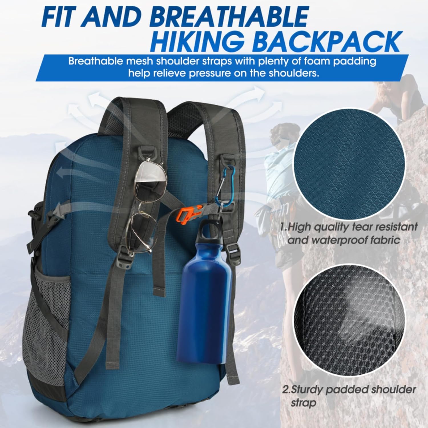 40L Waterdichte Wandel- & Kampeerrugzak – Lichtgewicht & Opvouwbaar – 1+1 GRATIS