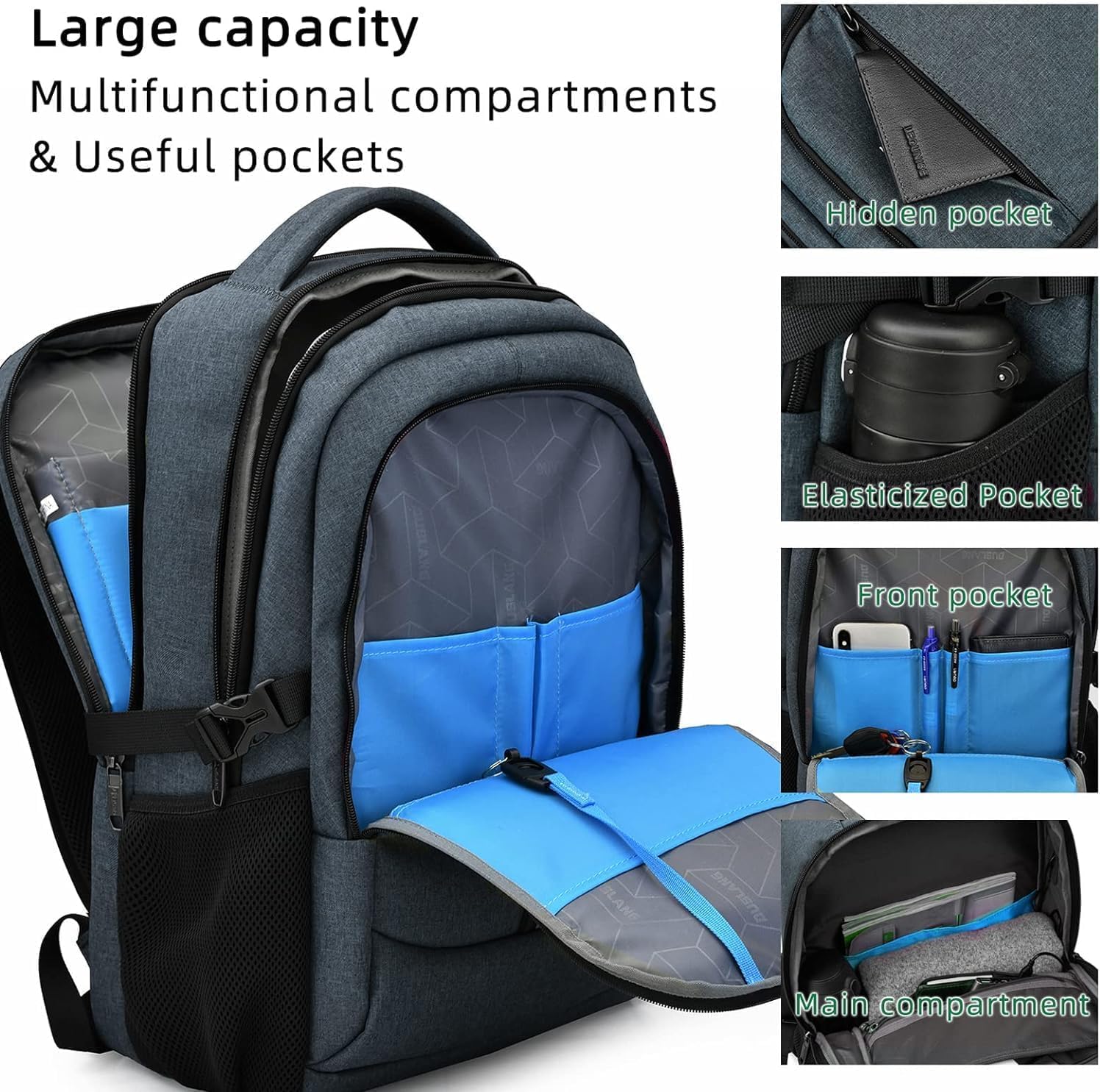 Waterdichte Reis Laptop Rugzak met USB Oplaadpoort