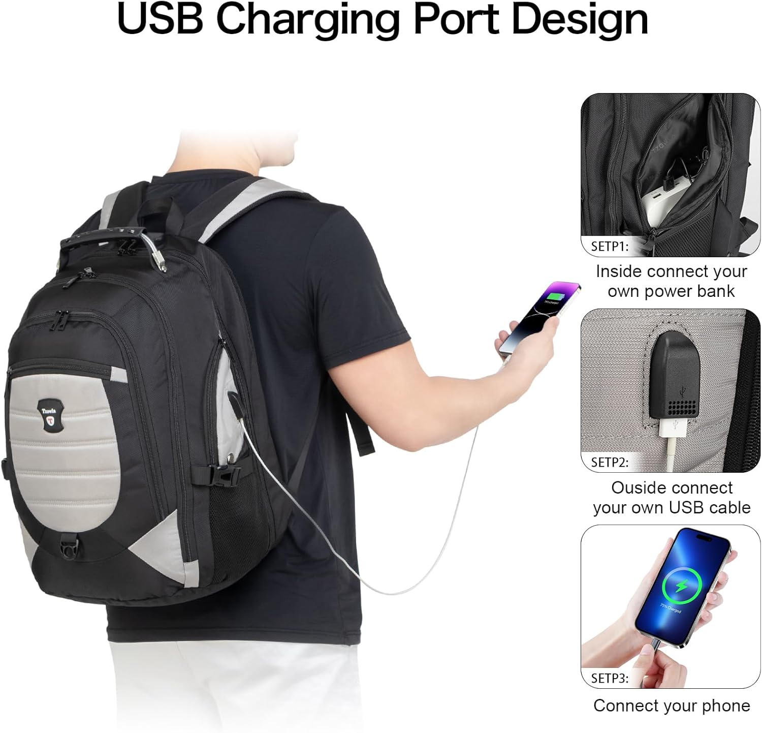 Waterdichte Anti-Diefstal Laptop- & Reisrugzak met USB-poort – 17,3"