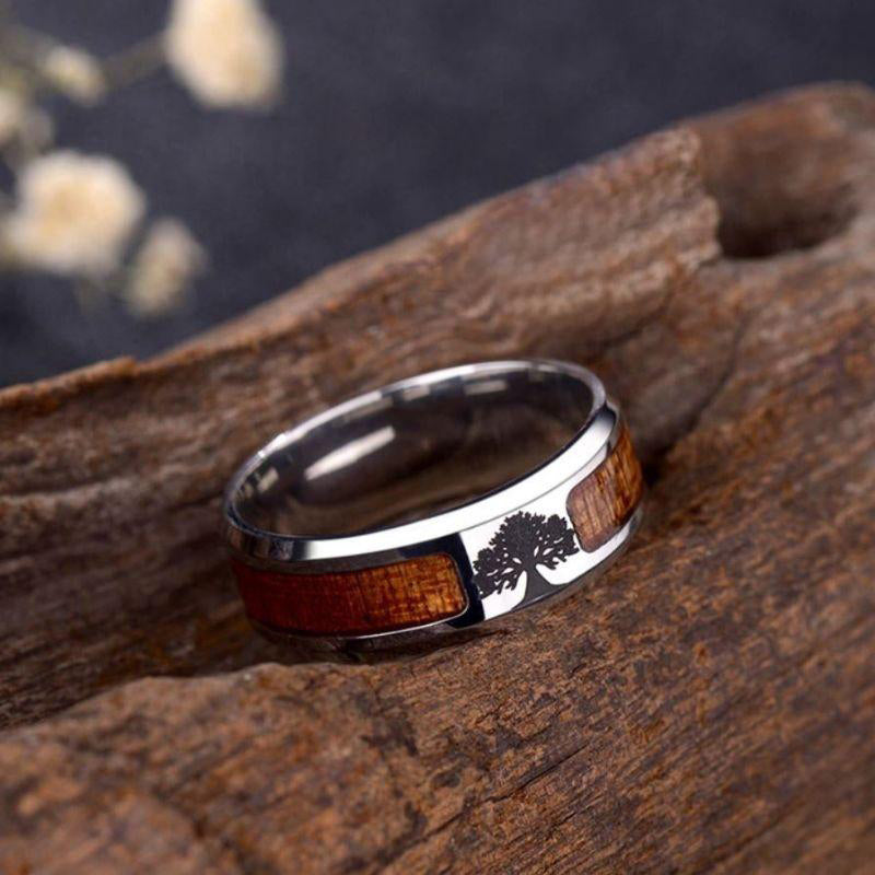 Stijlvolle Levensboom Ring van RVS voor Dames - Elina