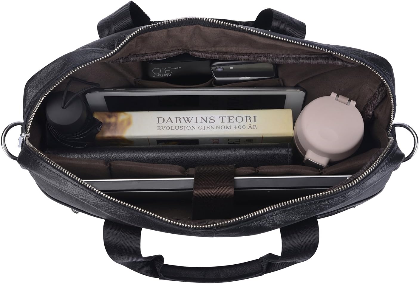 Premium Koeienleren 15” Business Actetas met Organizer Vakken
