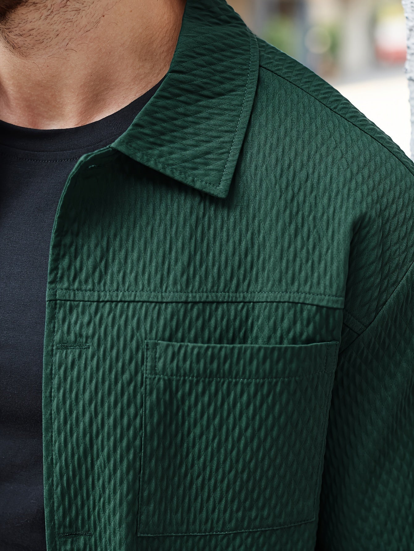 Gestructureerd Groen Heren Overhemd - Finn