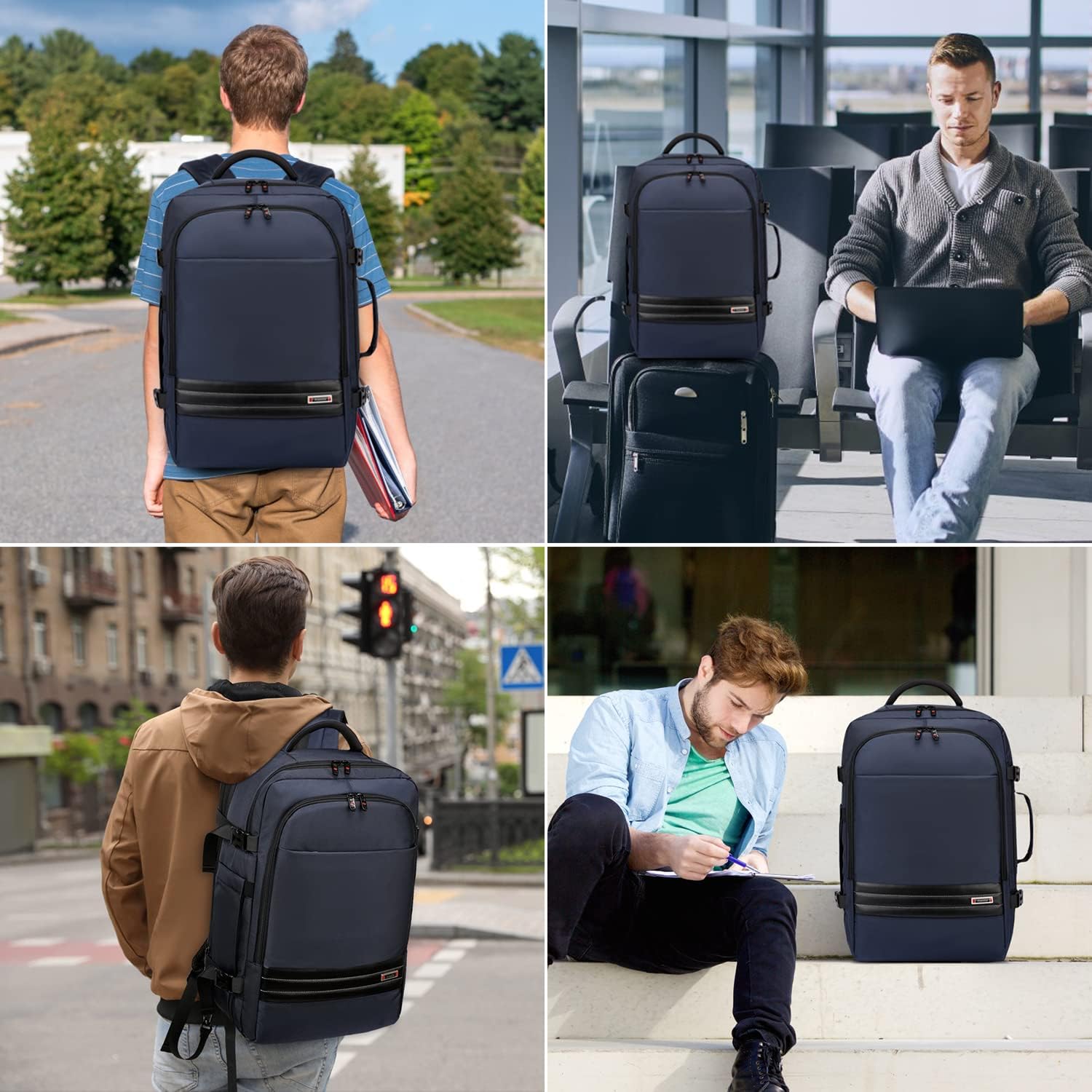 Uitbreidbare 45L–55L waterbestendige reiserugzak met 18" laptopvak