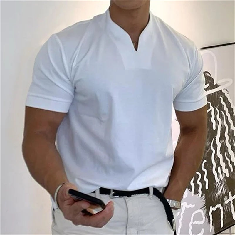 Ademend heren fitnessshirt met V-hals - Timo