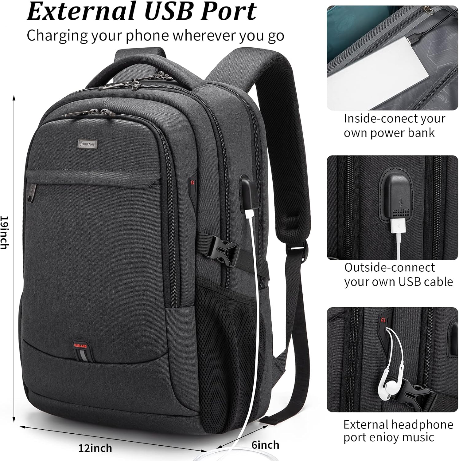 Waterdichte Reis Laptoprugzak met USB-poort & Georganiseerde Opslag