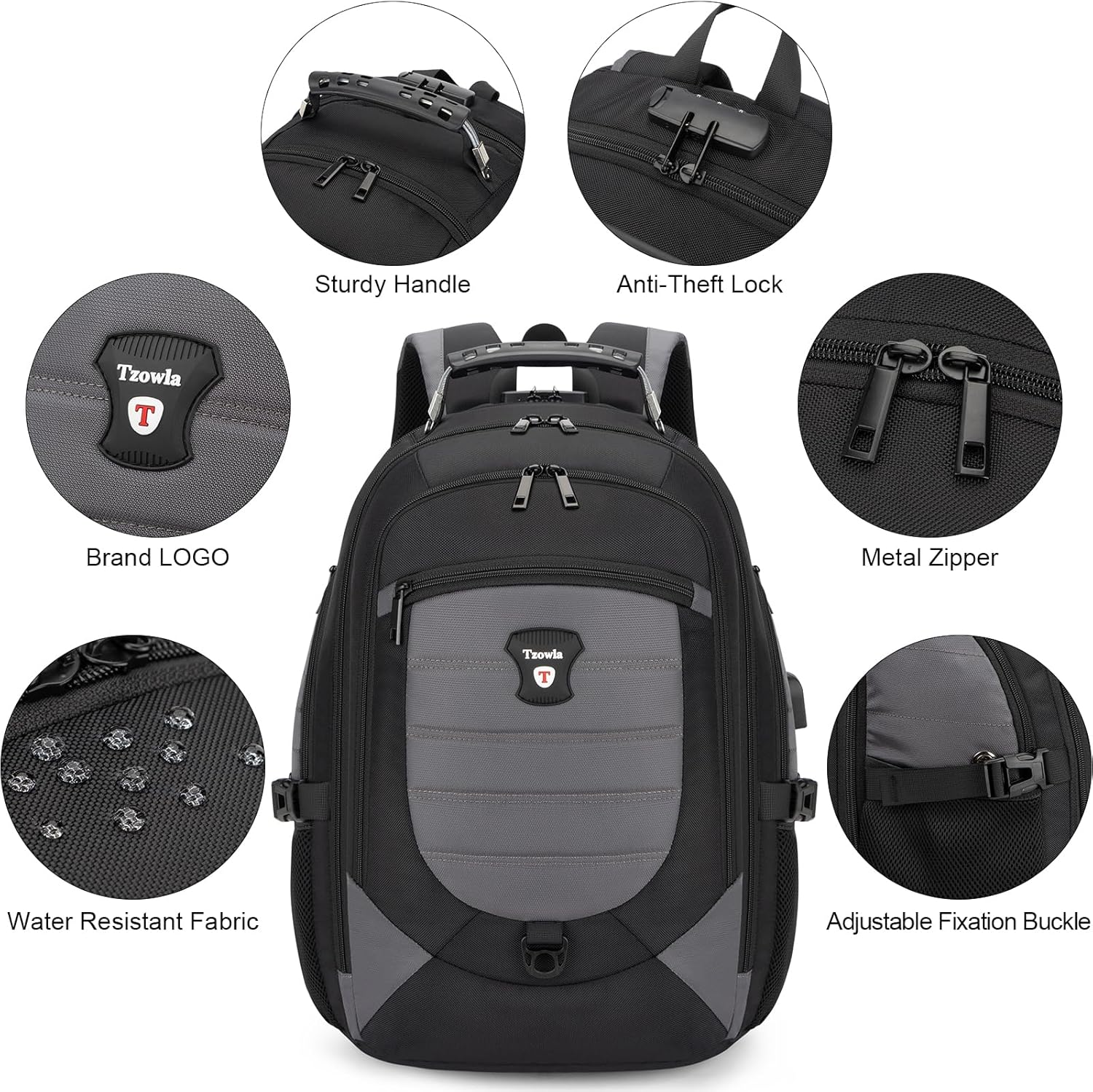 Waterdichte Anti-Diefstal Laptop- & Reisrugzak met USB-poort – 17,3"