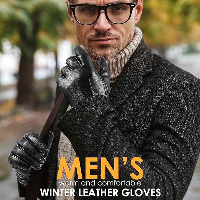 Winter Touchscreen Handschoenen van Suède Leer - Victor