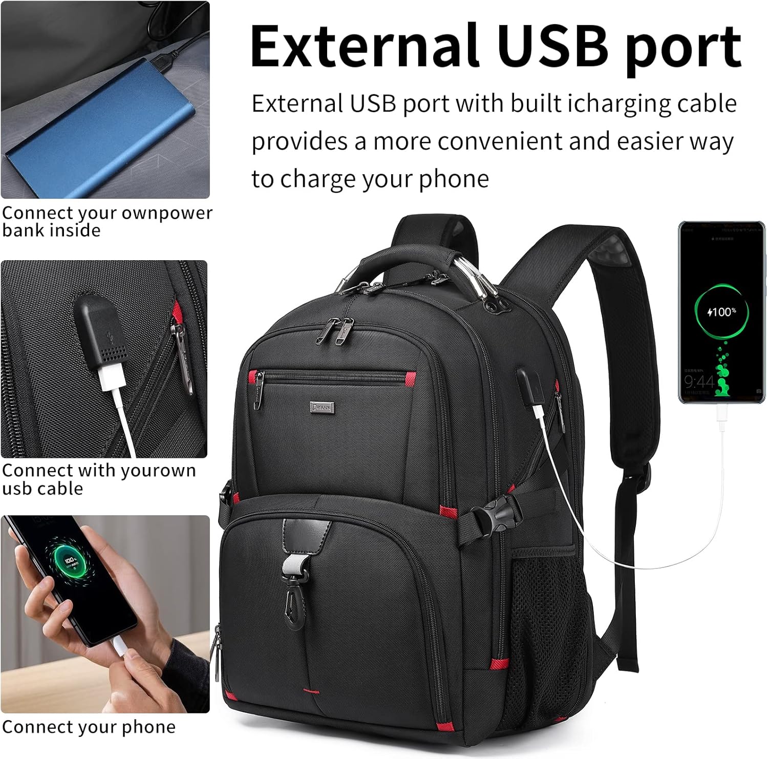 50L Waterdichte Extra Grote Reis Laptoprugzak met USB-poort