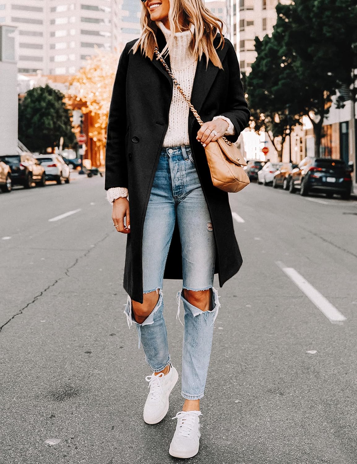 Dames Winter Wollen Jas met Notch Revers - Sofia