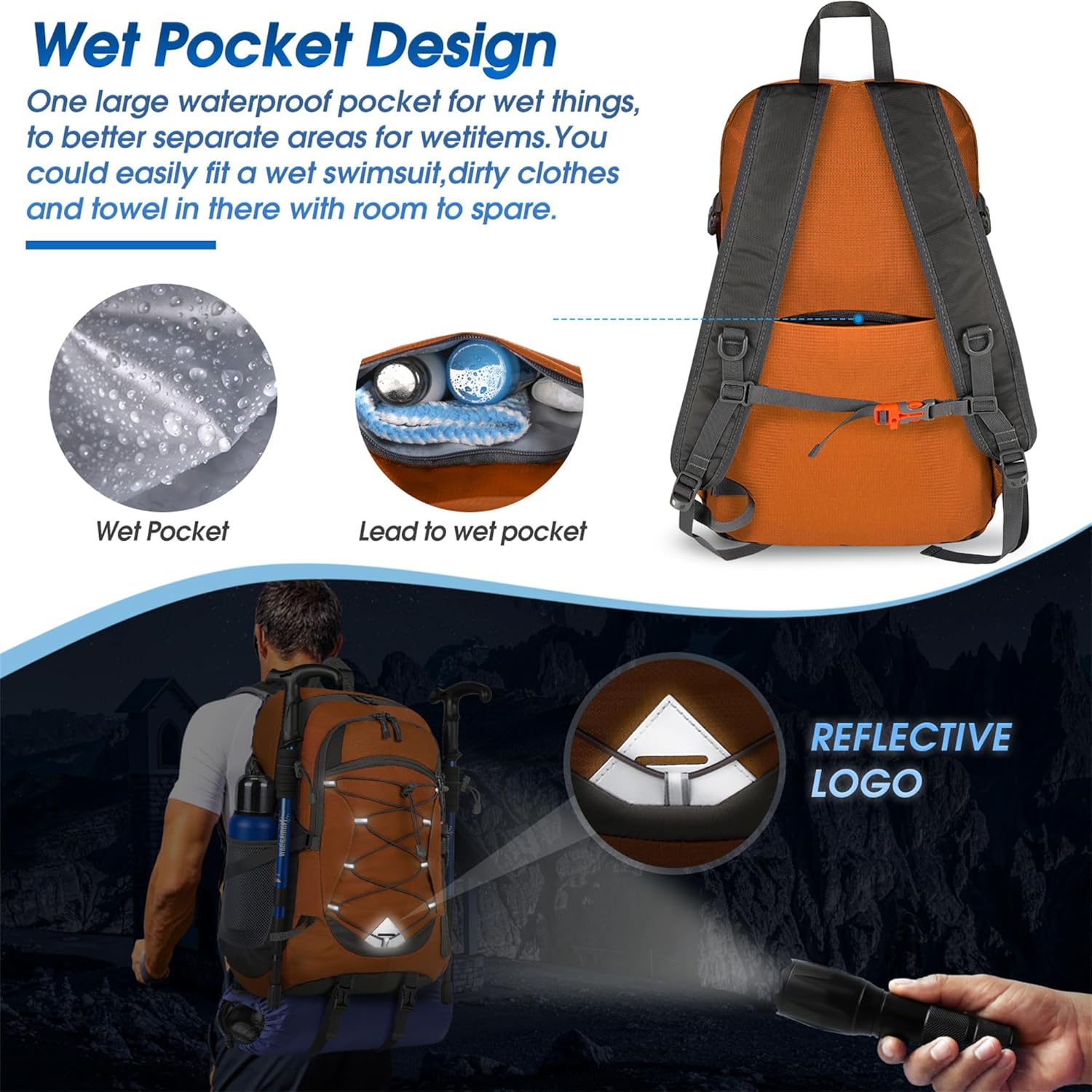 40L Waterdichte Wandel- & Kampeerrugzak – Lichtgewicht & Opvouwbaar – 1+1 GRATIS