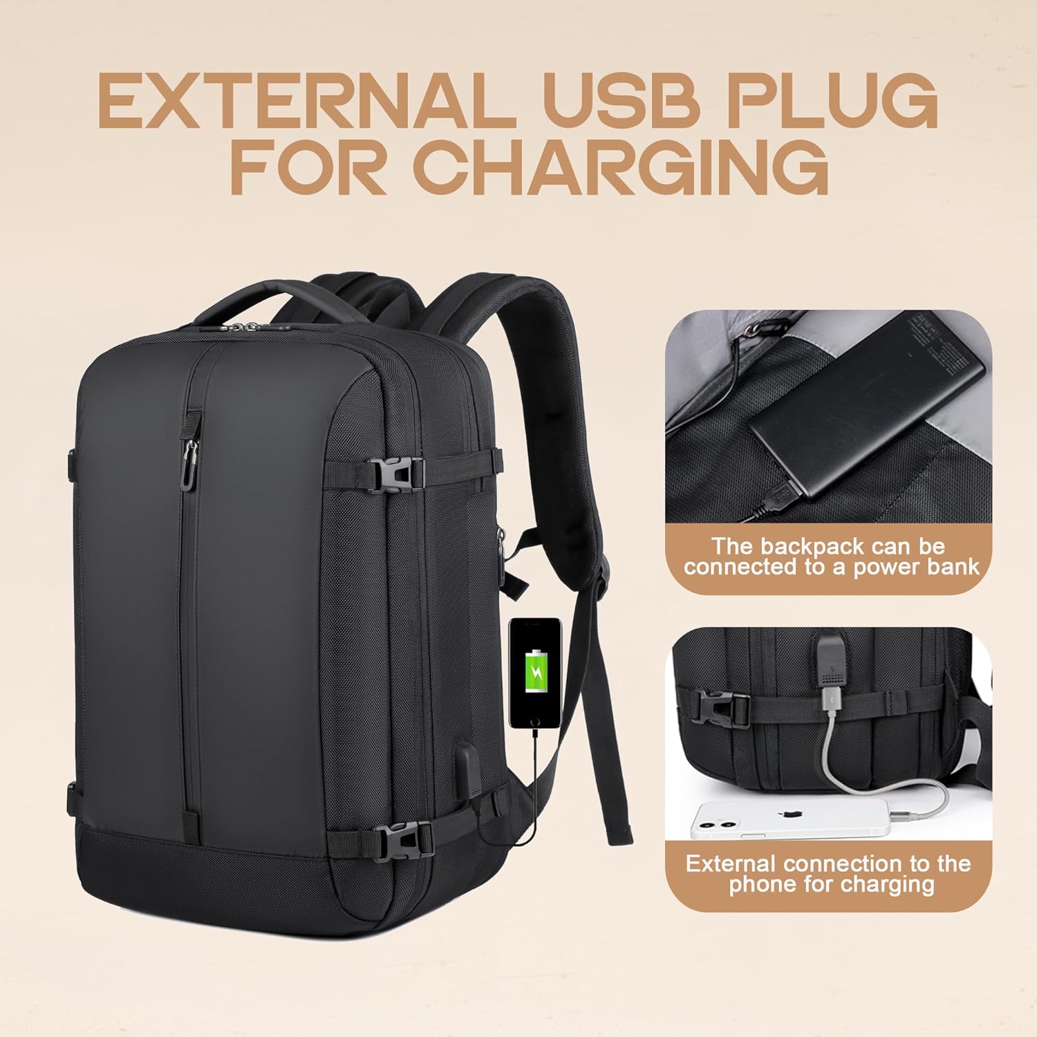 40L Uitbreidbare Waterdichte Reisrugzak met USB-poort & 17” Laptopvak – AirVoyage (1 Kopen, 1 GRATIS Actie)