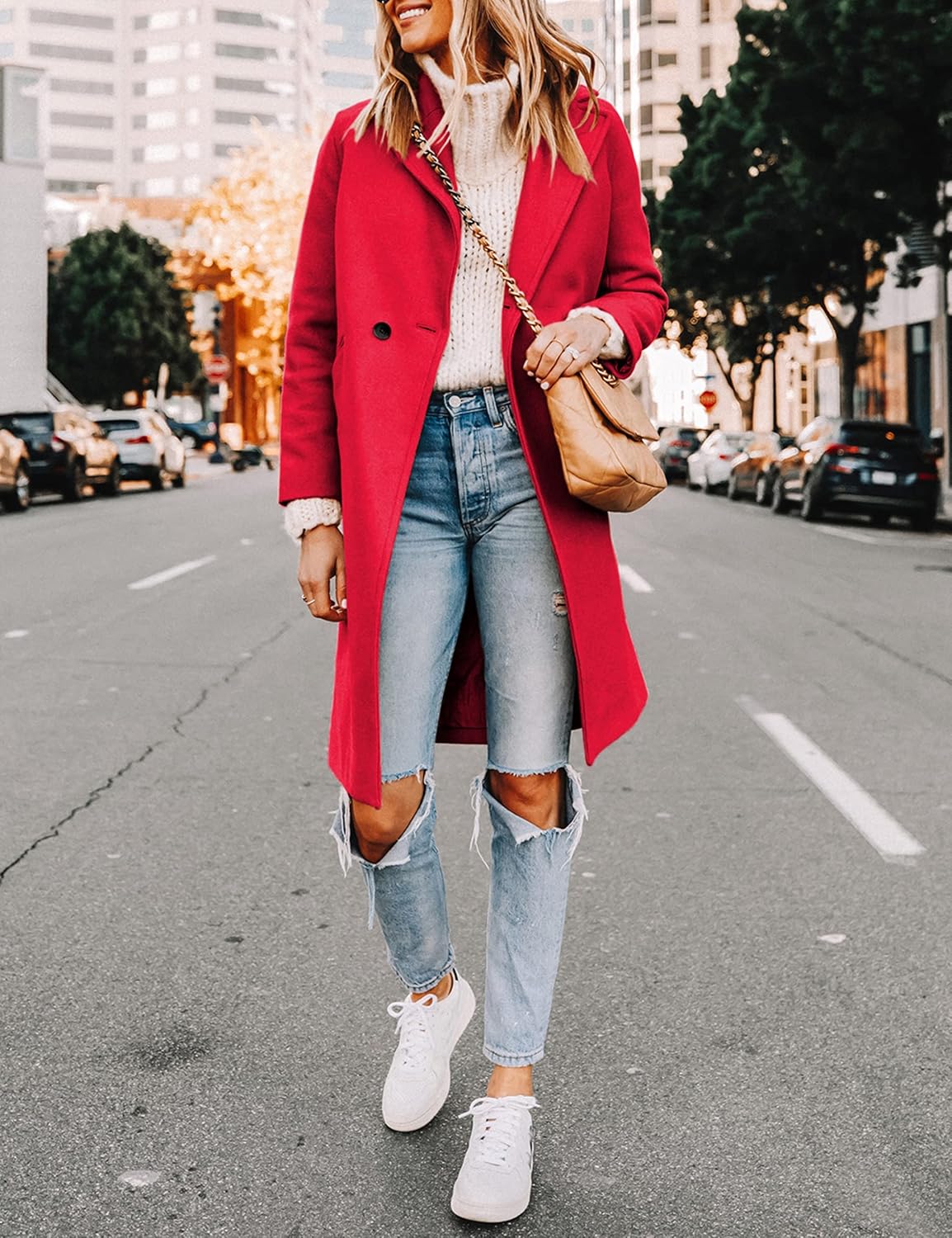 Dames Winter Wollen Jas met Notch Revers - Sofia