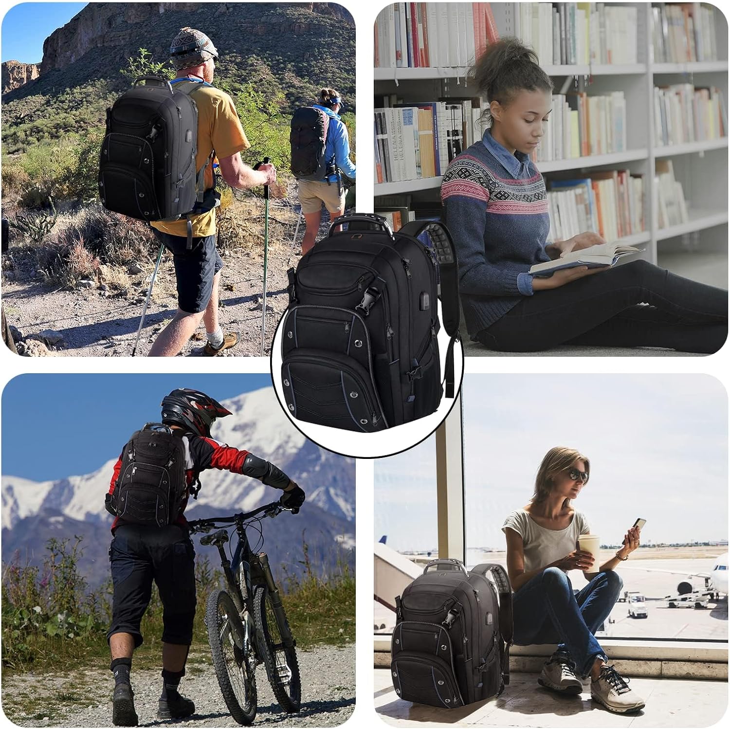 55L Extra-Grote Reis Laptop Rugzak met USB Opladen en RFID Beveiliging