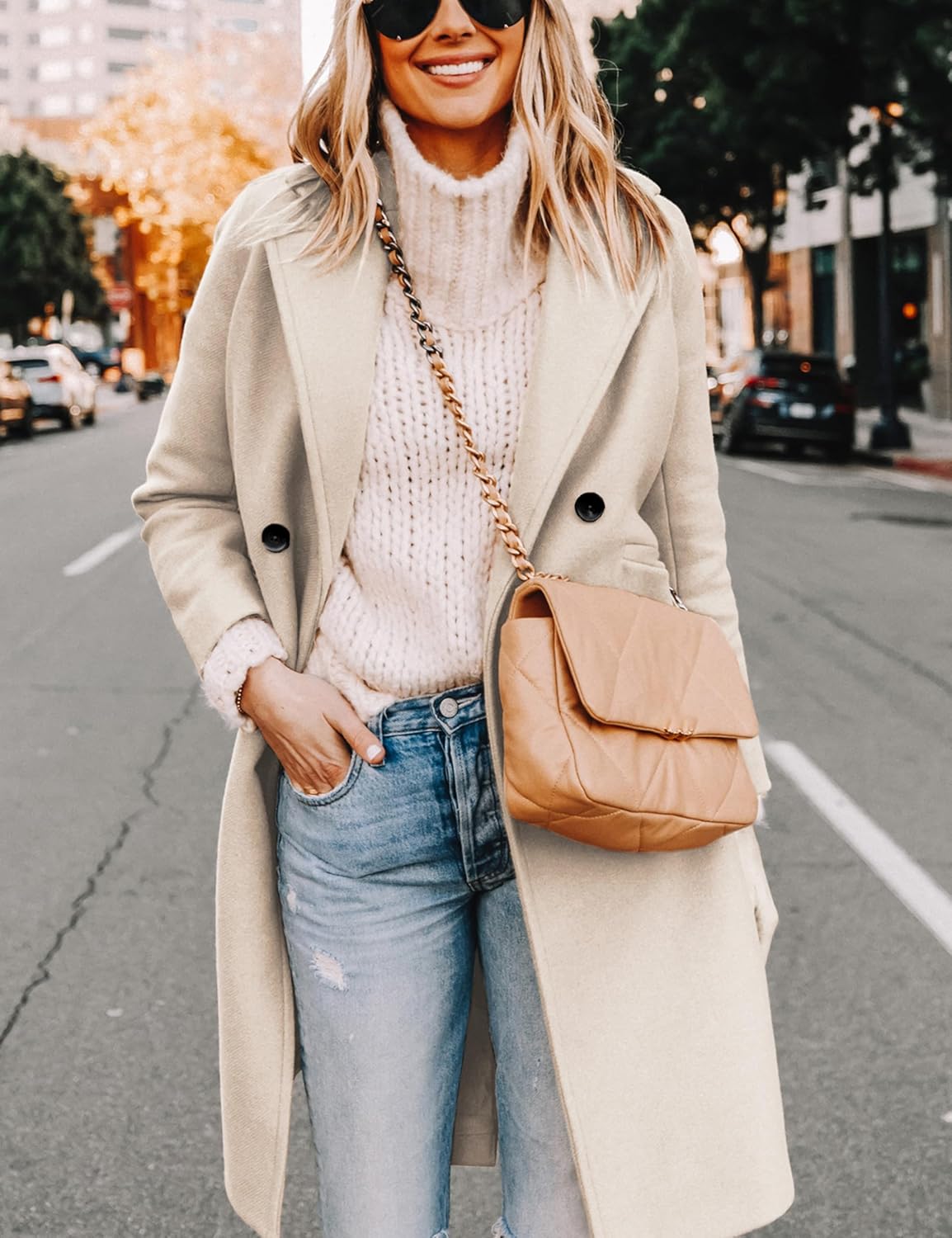 Dames Winter Wollen Jas met Notch Revers - Sofia