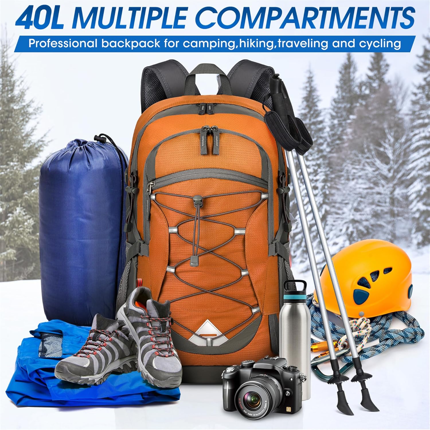 40L Waterdichte Wandel- & Kampeerrugzak – Lichtgewicht & Opvouwbaar – 1+1 GRATIS