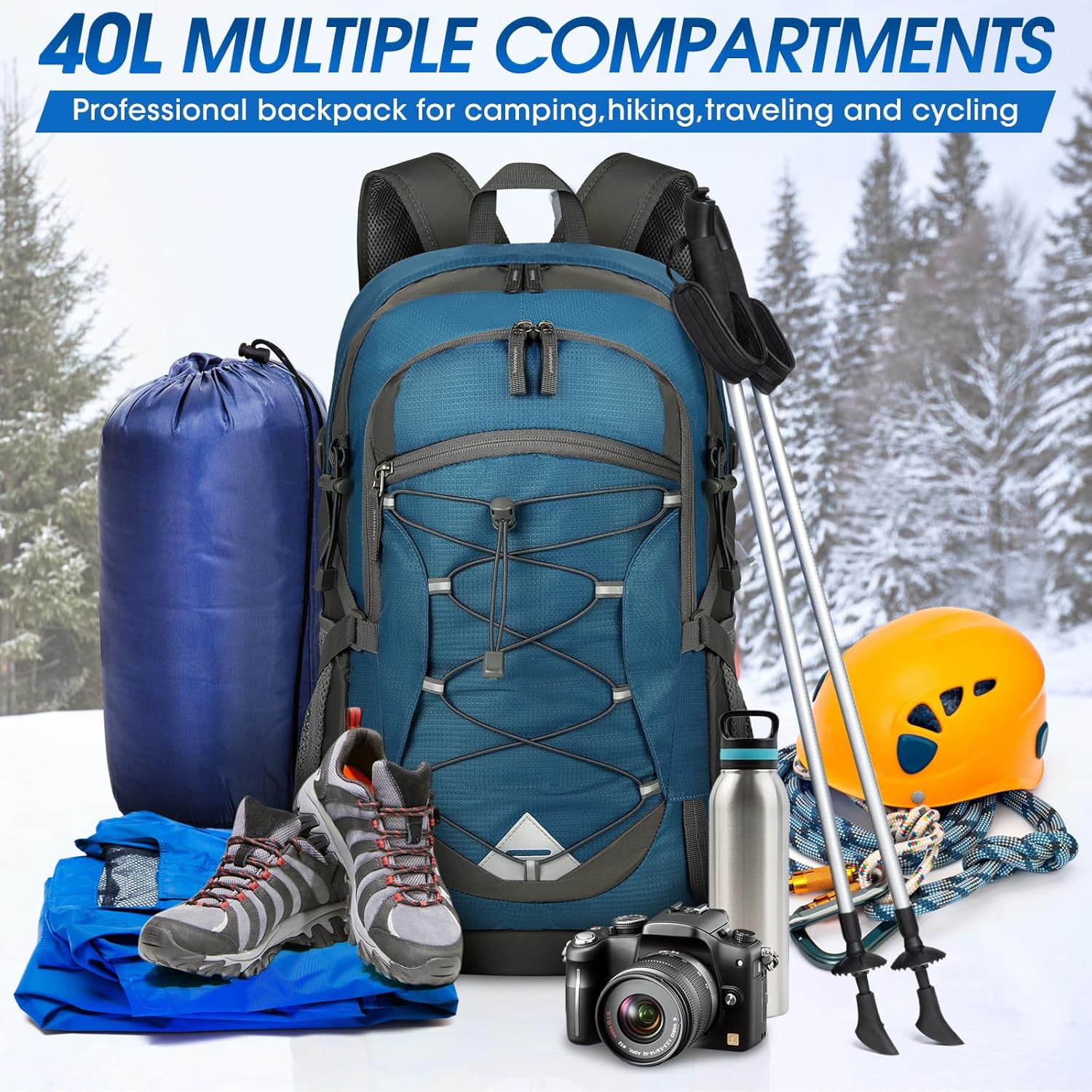 40L Waterdichte Wandel- & Kampeerrugzak – Lichtgewicht & Opvouwbaar – 1+1 GRATIS